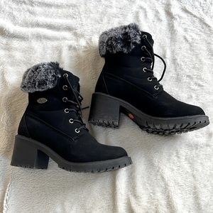 LUGZ Black Lace Up Faux Fur Ankle Boots Size 7.5